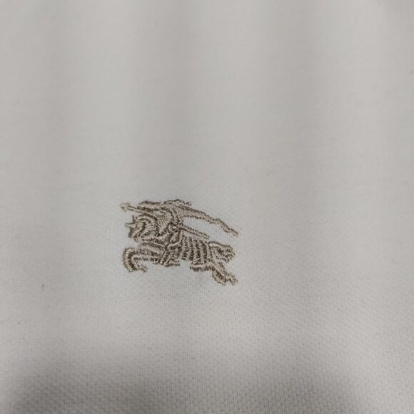 Burberry Brit White Embroidered Logo Plaid Details Placket Polo Shirt Men's M - Picture 4 of 16